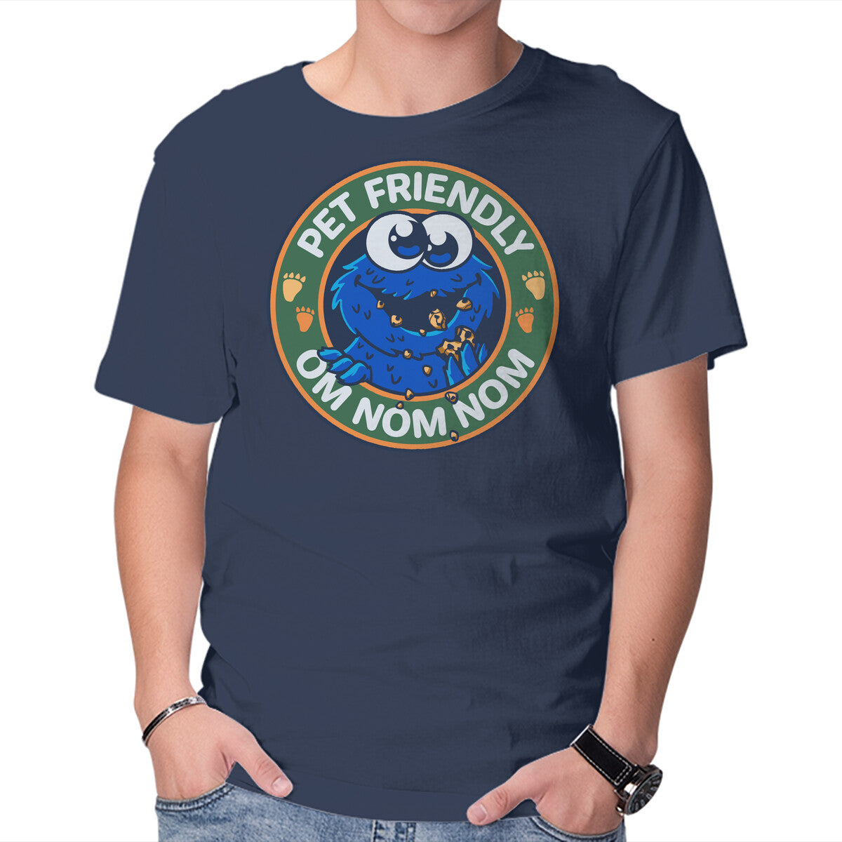 Unisex Crew Neck T-Shirt Friendly Monster Graphic Short Sleeve Casual Tee M