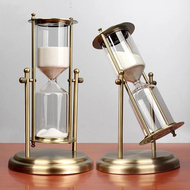 Hourglass Timer Decoration Advanced Creative Glass Flowing Sand Time Metal Hourglass Rotating Crown Small Gift