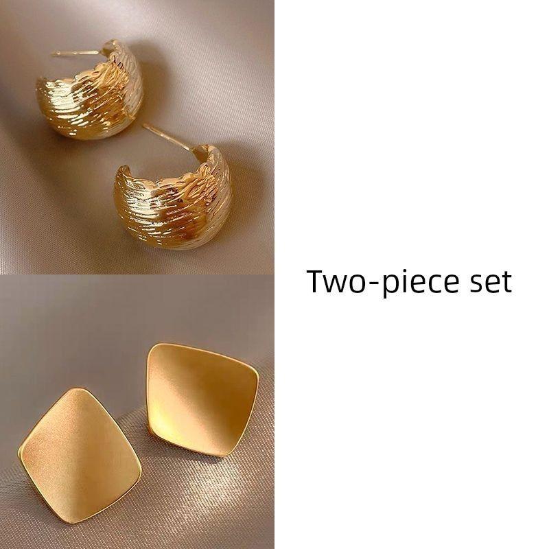 

Geometric Metal Fancy Earrings 2023 New Arrival Tide Unique Niche Style Design Sense Earrings Women Chic Suit