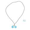 Women Fashion Stone Pendant Necklace Earrings Set Charming Love Round Shape Pendant Necklace