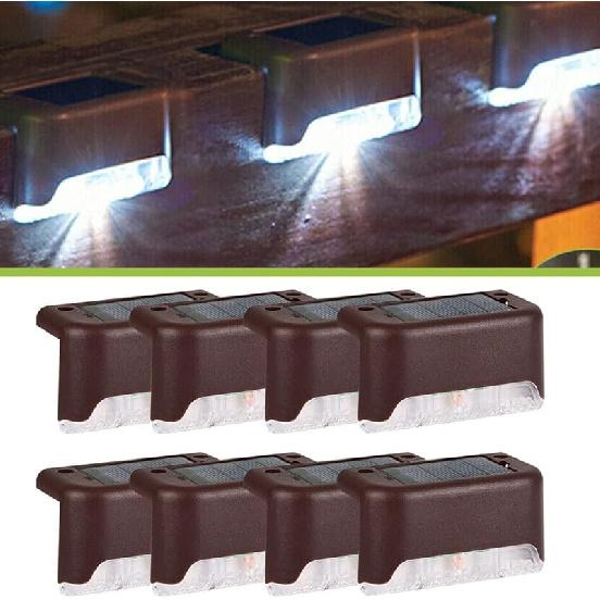 EROCK 8 Pack Solar Deck Lights, LED Solar Step Lights Waterproof Solar Lamp Outdoor Lighting for Stair, Deck, Patio, Yard, Pathway, Fences, Driveway