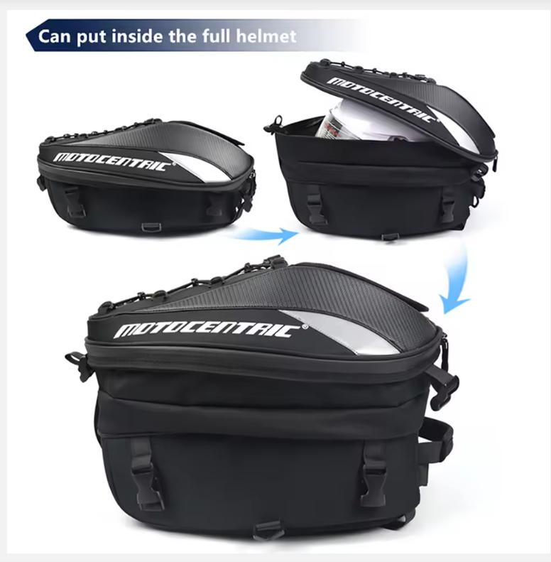 MOTOCENTRIC Motorcycle Back Seat Bags Waterproof Tail Bag Rear Seat Bag Multifunctional Motorbike Helmet Bag Moto Rider Backpack