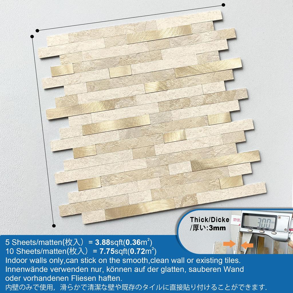 MOFIT 3d Tile Sticker Kitchen Marble Style Tile Sticker Tile Sheet Toilet Wall Sheet Kitchen Panel Washroom Waterproof Wall Sticker DIY 5 Tile,