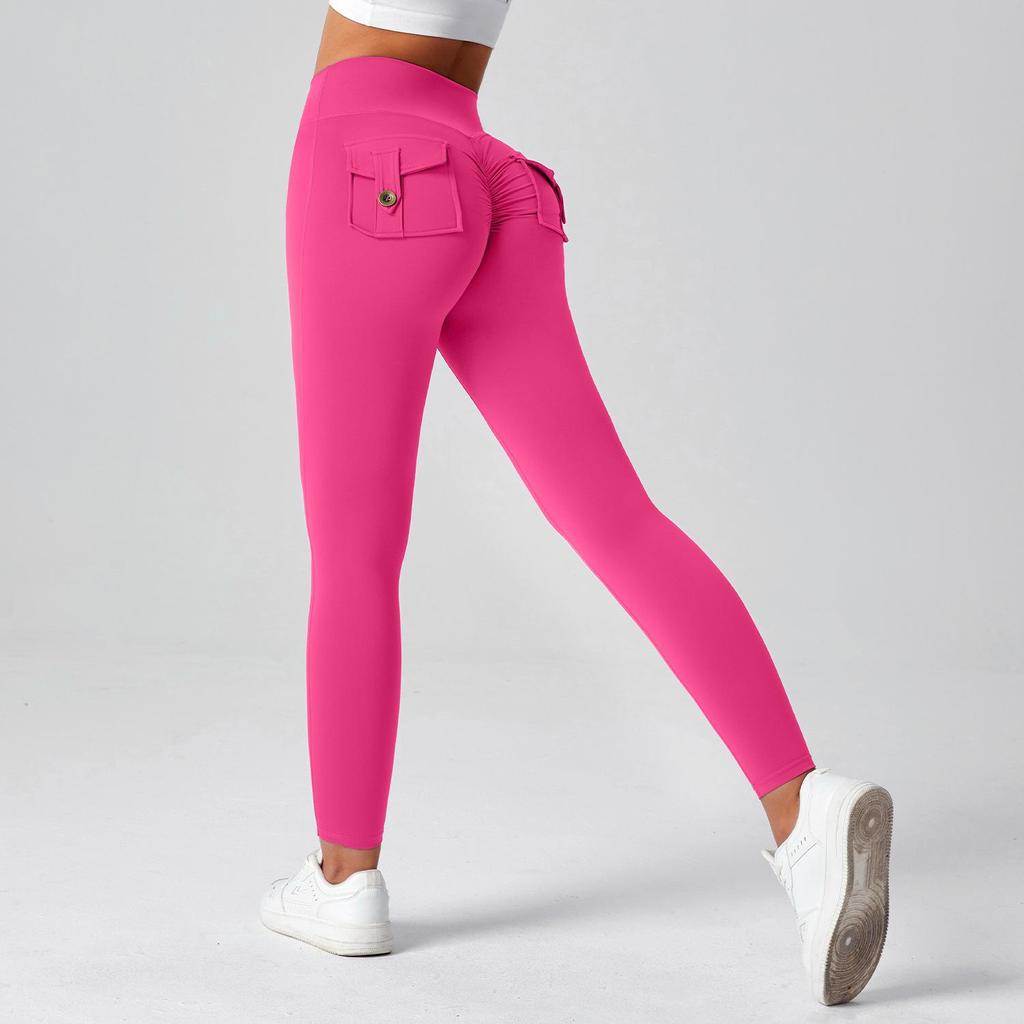 Women's Multi-Pocket Motorcycle Style Yoga Pants - Sportswear Elastic Tights for Running & Training