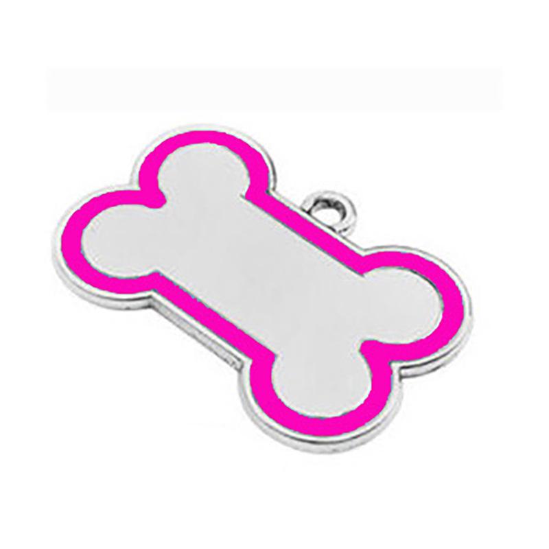 Medium Bone Zinc Alloy Dog Tag: Engravable Pet Collar Charm
