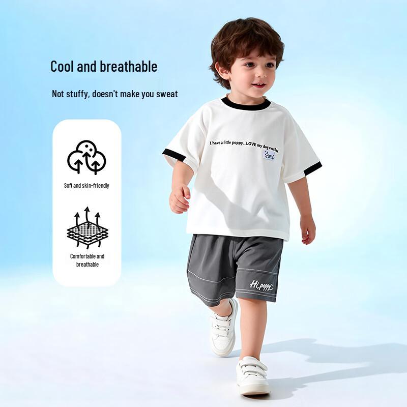 Boy's Summer Casual Short Sleeve & Five-Point Pants Set
