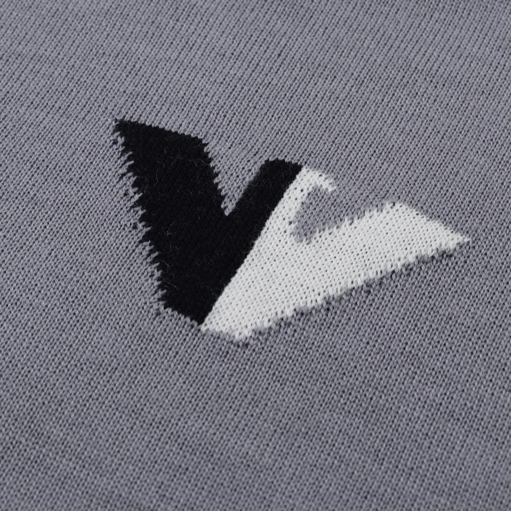 Emporio Armani FW24 Contrast Trim Logo Embroidered Crew Neck Long Sleeve Sweater Men sweater Purple Gray 6D1MXH-1MJLZ-F627