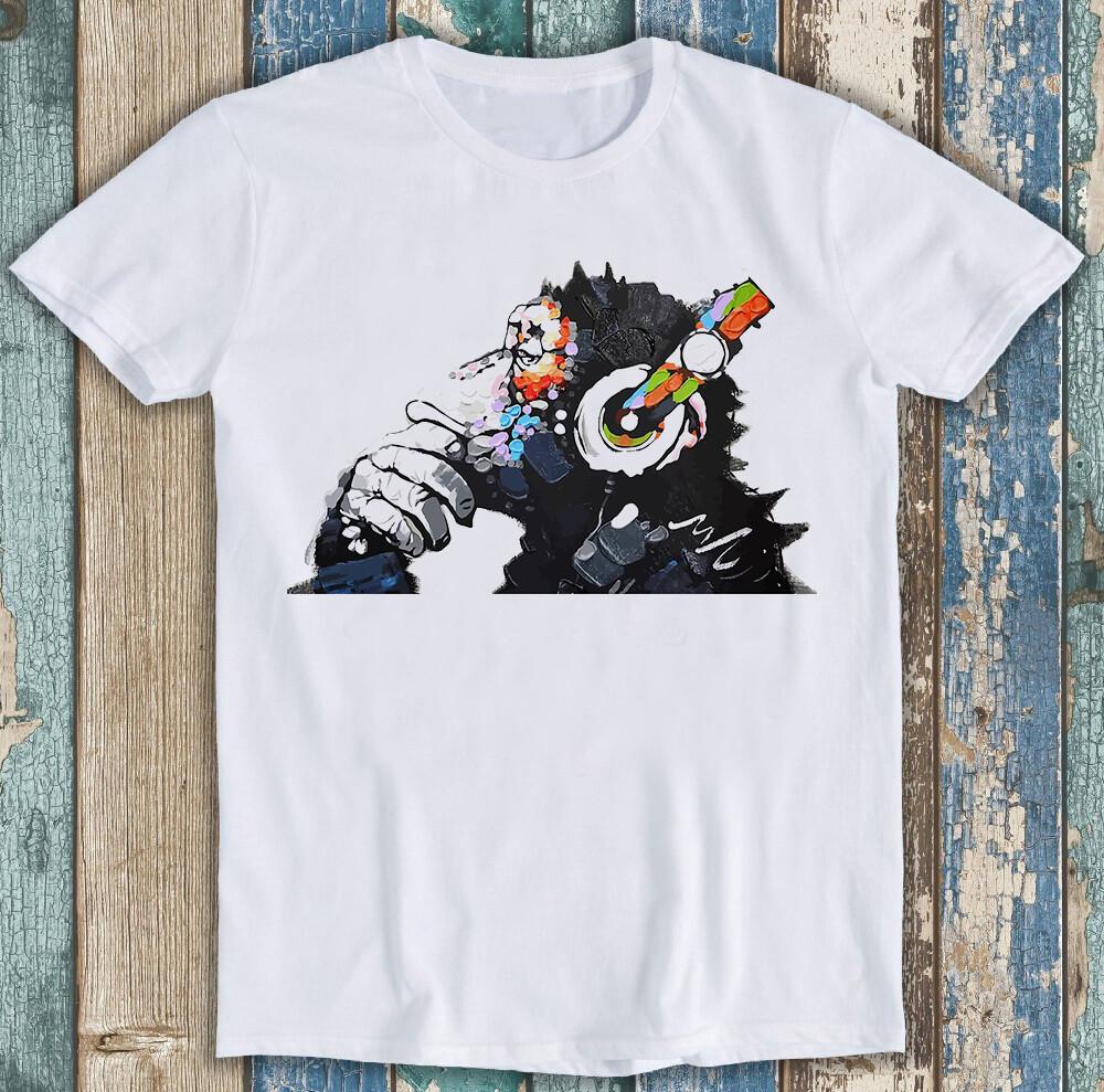 

Banksy DJ Monkey Thinker with Headphone Best Seller Funny Gift Tee T Shirt M1542 M