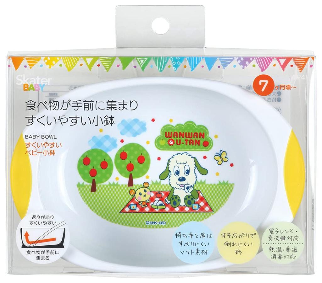 Skater Baby Small Inai Inai Baa x x WP4 Bowl, Easy-to-Scoop Children's Tableware, Bowl, Design, 16.4 11.3 H5cm,