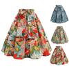 Fusta midi pentru femei cu talie înaltă cu decor cu fundiță Fusta cu tiv mare cu fermoar Fusta retro plisată cu imprimeu floral Fusta până la jumătatea gambei