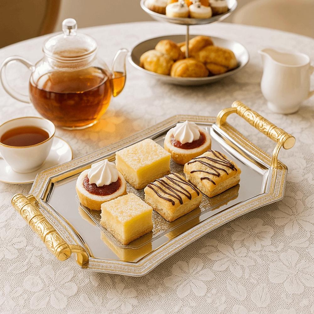 European Style Stainless Steel Storage Tray Vintage Candy Dessert Plates Serving Tray  Party