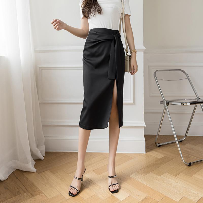 Fashion Spring And Summer Fashion Bandage One Step Hip Skirt Women Clothes Blue Black Skirts Formal