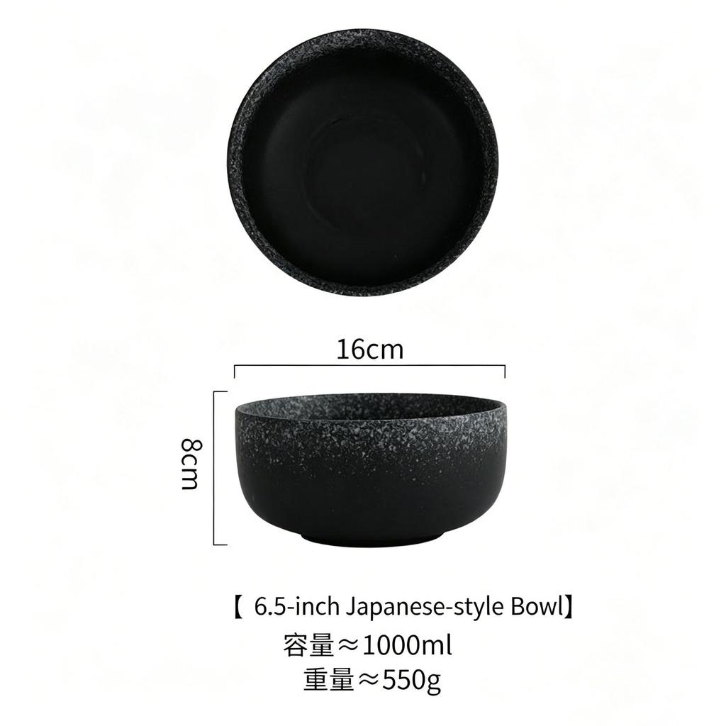 6.5 Inch Japanese Ramen Bowl Set 1000ml Large Ceramic Noodle Bowl Microwave and Dishwasher Safe, Vintage Japanese Style Soup Bowl for Udon, Pho, Salad