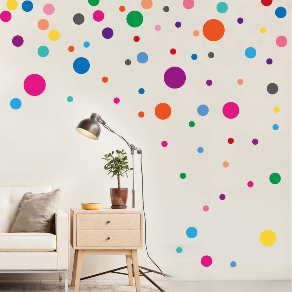 10PCS Polka Dot Wall Decals Colorful Boho Wall Decal Peel and Stick Wall Decals Circle Rainbow Stickers for Bedroom Living Room