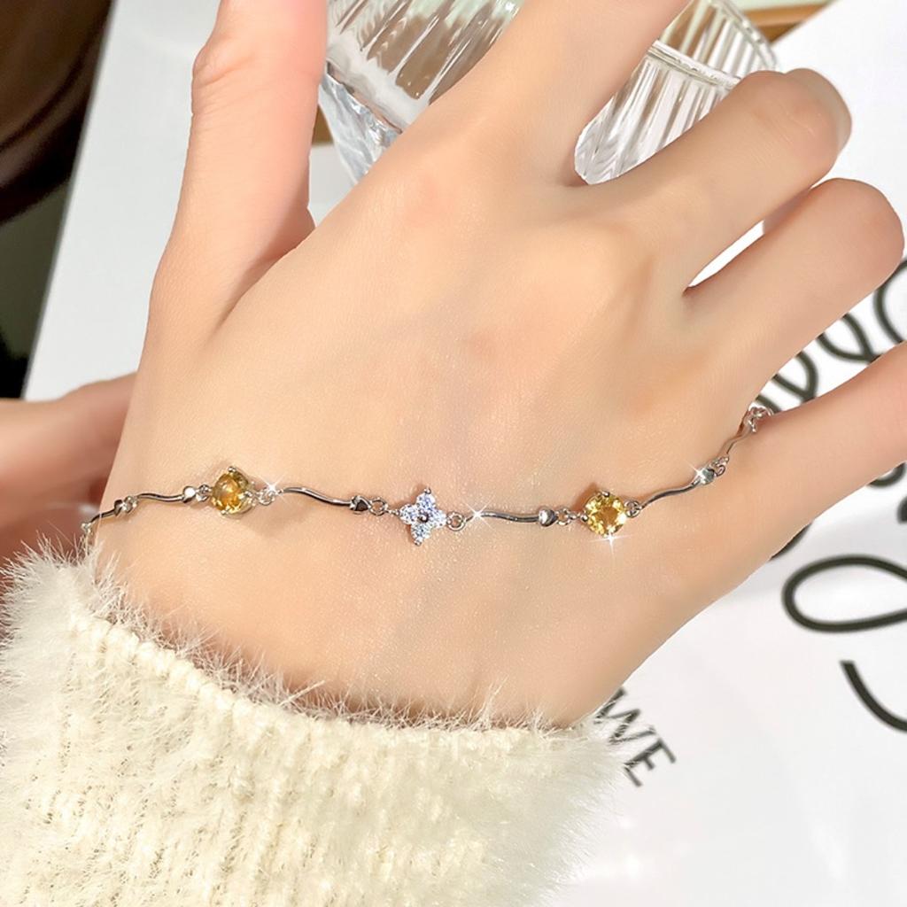 S925 sterling silver bracelet women's natural crystal stone hand jewelry Valentine's Day gift for girlfriend