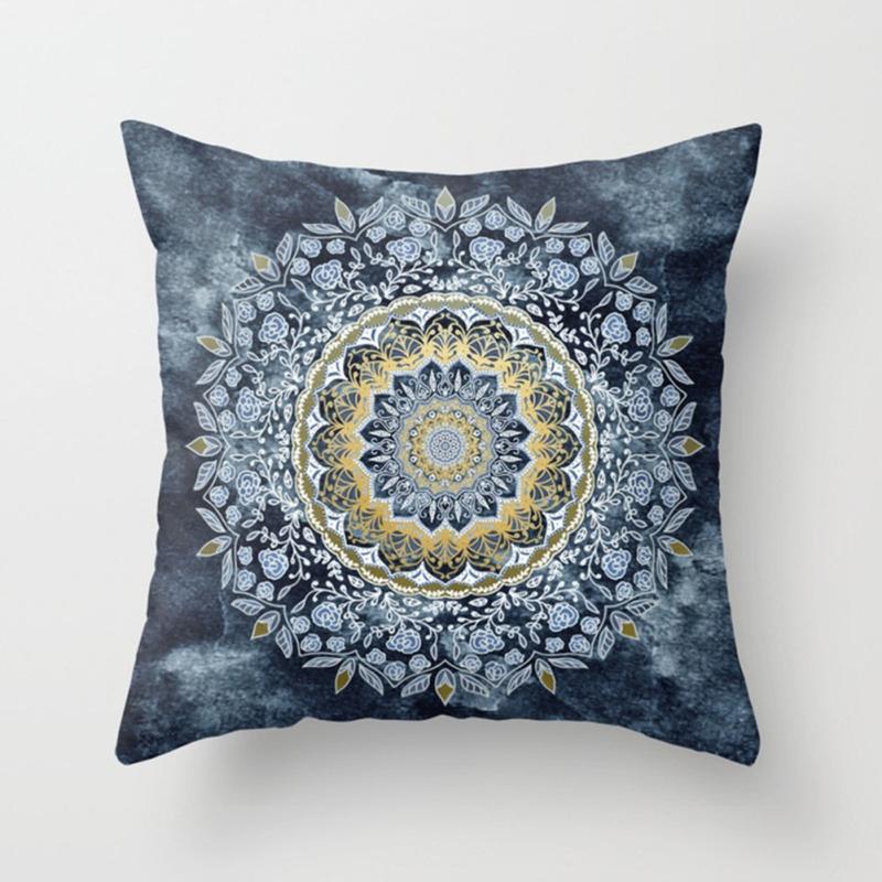 Abstract Pattern Bedside Pillowcase, Peach Skin Velvet Ethnic Style Mandala Color Palette Series