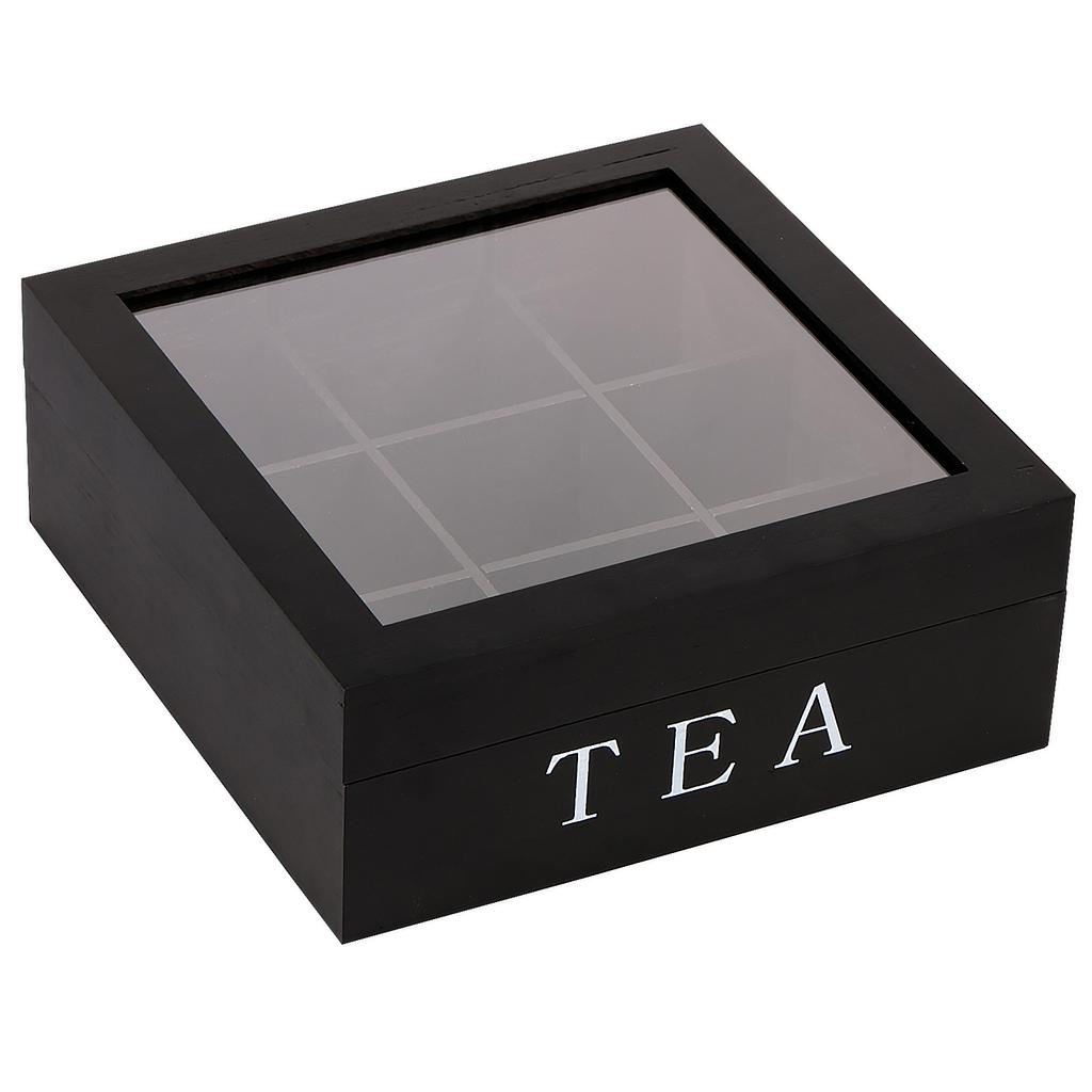 Tea Bag Storage Box Wood Tea Bag Holder with Clear Lid Tea Bag Storage Divider Box Tea Bag Coffee Capsule Coffee Bag Compartment