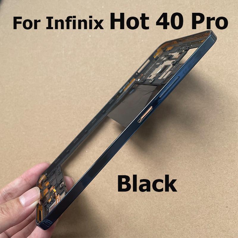 For Infinix Hot 40 Pro Middle Frame Front Bezel Faceplate Frame With Side Button Repair Spare Parts