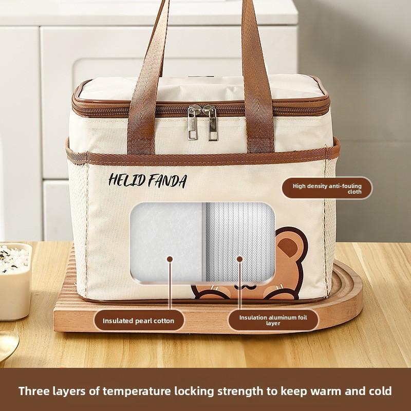 Cartoon Thickened Waterproof Insulated Bag Student Office Worker Lunch Bento Bag Handbag Large Capacity Thermal Aluminum Foil Bag