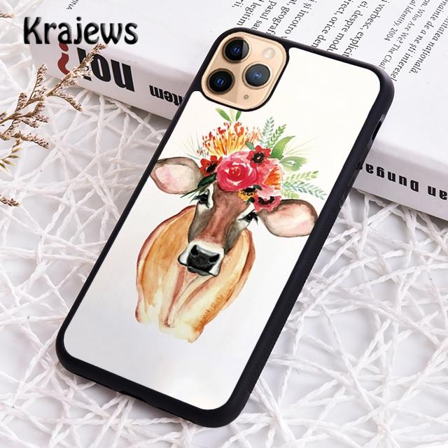 Krajews Animal cattle cow watercolor painting Phone Case For iPhone 17 Air 16 15 14 plus 11 12 13 pro max coque Fundas