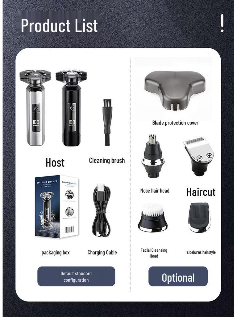 Men's Electric Shaver & Beard Trimmer: Aluminum, Full Body Washable, Digital Display