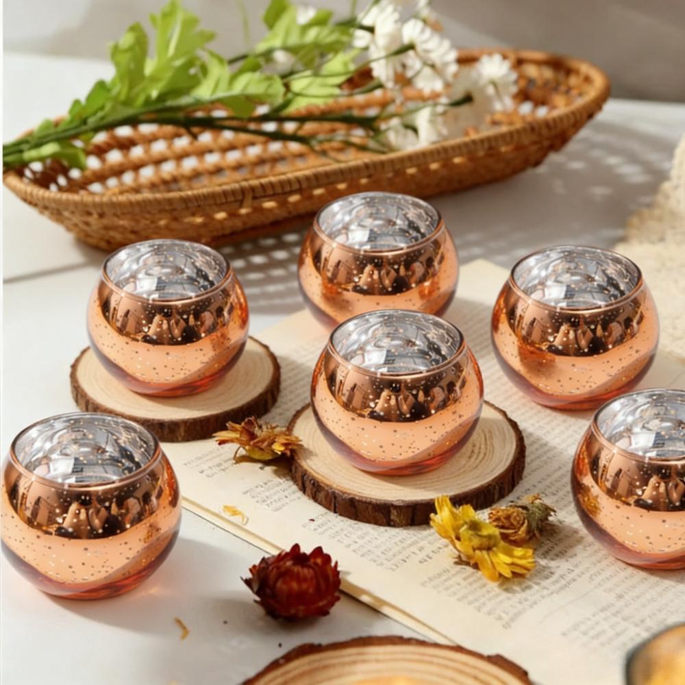 6/12Pcs Mercury Votive Tealight Glass Candle Holder Wishing Candlestick Birthday Party Home Wedding Table Centerpiece Decoration