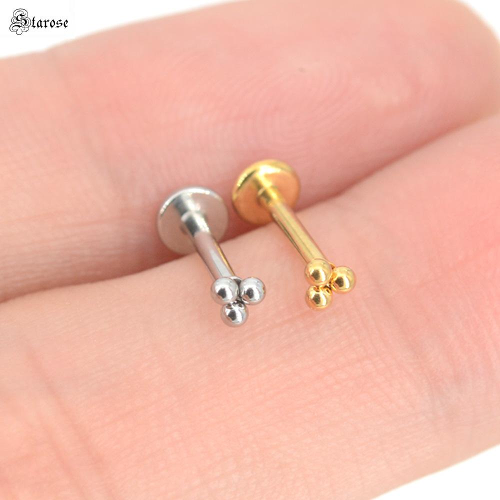 

1Pc 1.2x6/8mm G23 Titanium Base Stainless Steel Studs Lip Labret Piercing Nose Helix Piercing Conch Tragus Earrings Flat End Titanium 8mm Silver