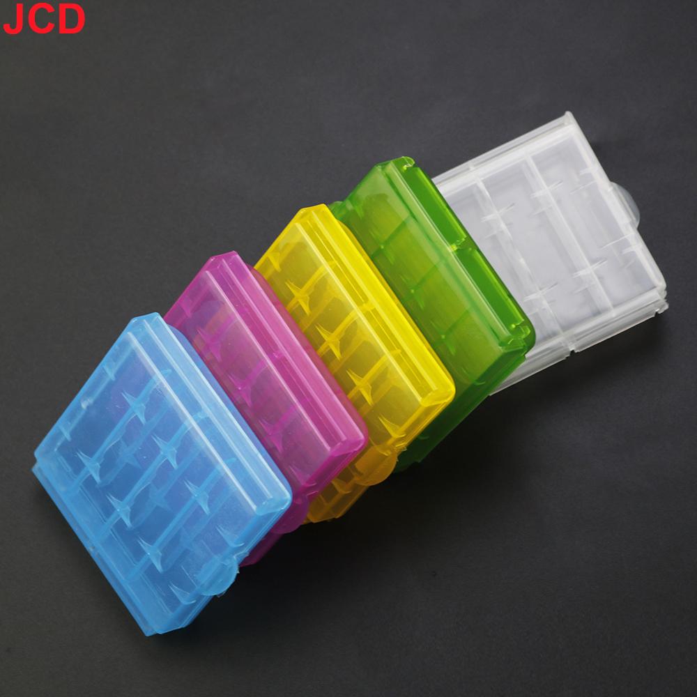 JCD 5pc Colorful Plastic Battery Holder Case 4 AA AAA Hard Plastic Storage Box Cover for 14500 10440 Battery Organizer Container
