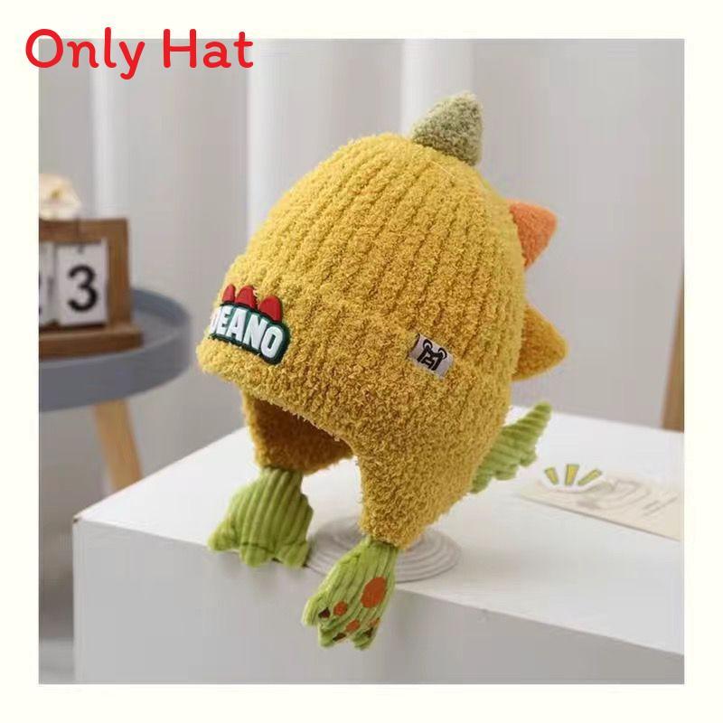 Dinosaur Kids Hat Winter Warm Knitted Earflap Beanie For Children 2-10 Years