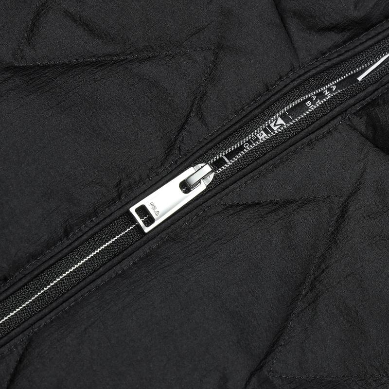 Fila Light Down Jacket Simple Solid Color Hooded Zipper Thin Down Coat Women Jackets Black F11W448906FBK