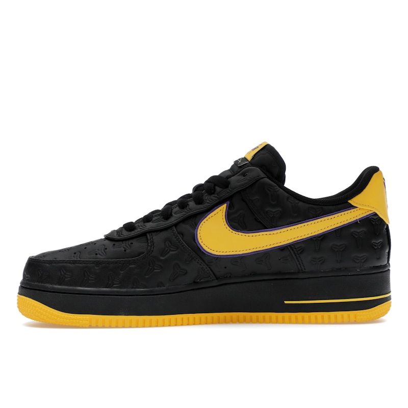 Nike Kobe Bryant X Air Force 1 Low Lakers Away Numbered Men Sneakers Black Varsity-Maize Varsity-Purple HV5122-001