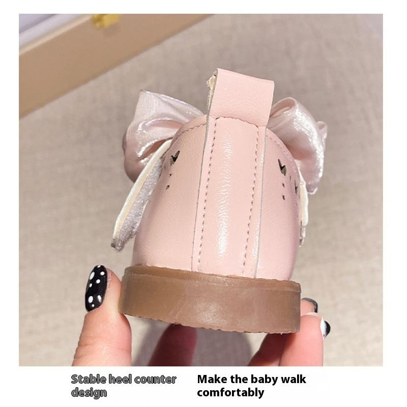 Spring New Korean Style Bow Girls Fashionable and Comfortable Soft Sole Casual Leather Shoes