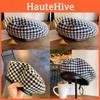 Classic Beret Houndstooth Womens Flat Top Hat In Black Summer Edition