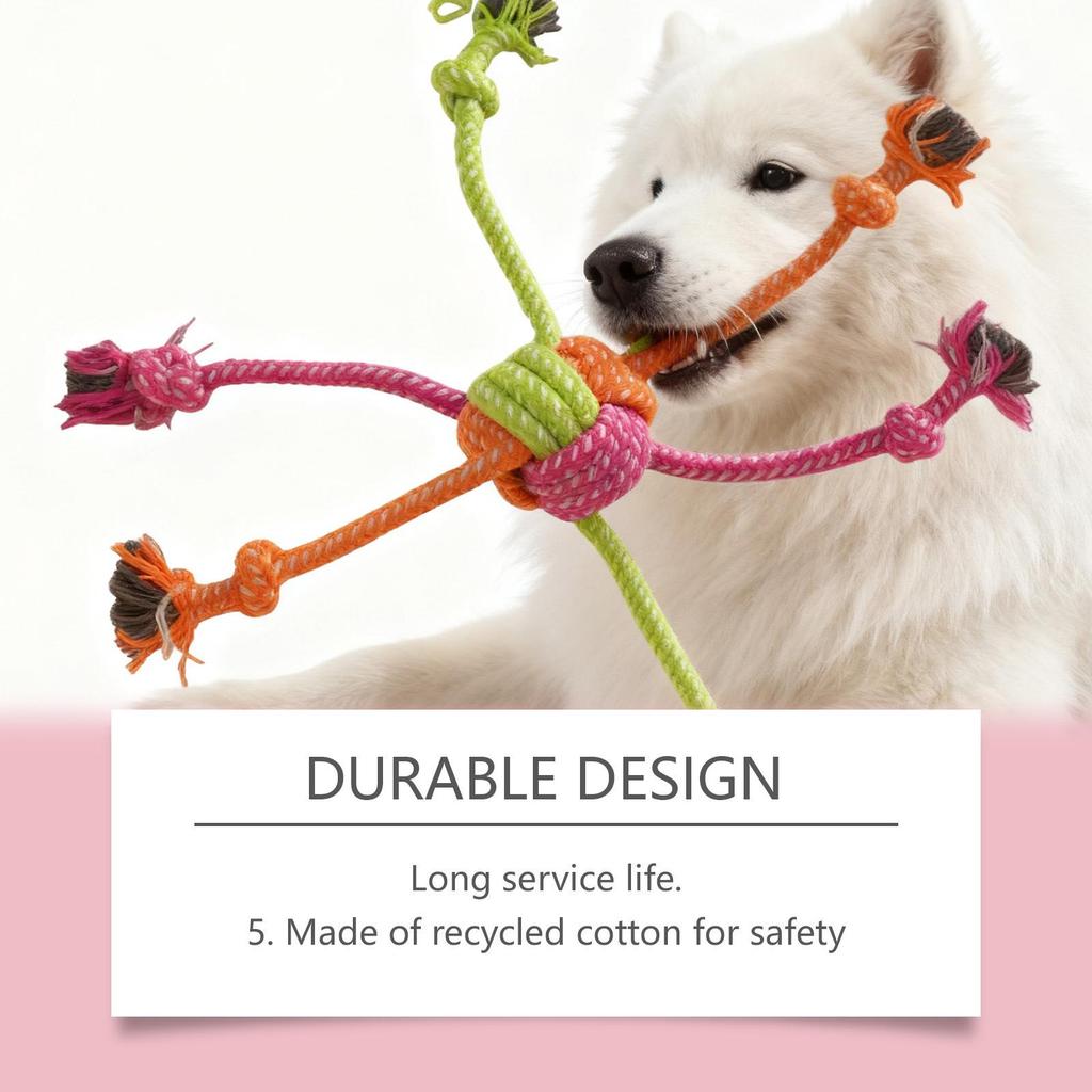 EELJOY Durable Dog Rope Knot Toy for Chewing and Interactive Play