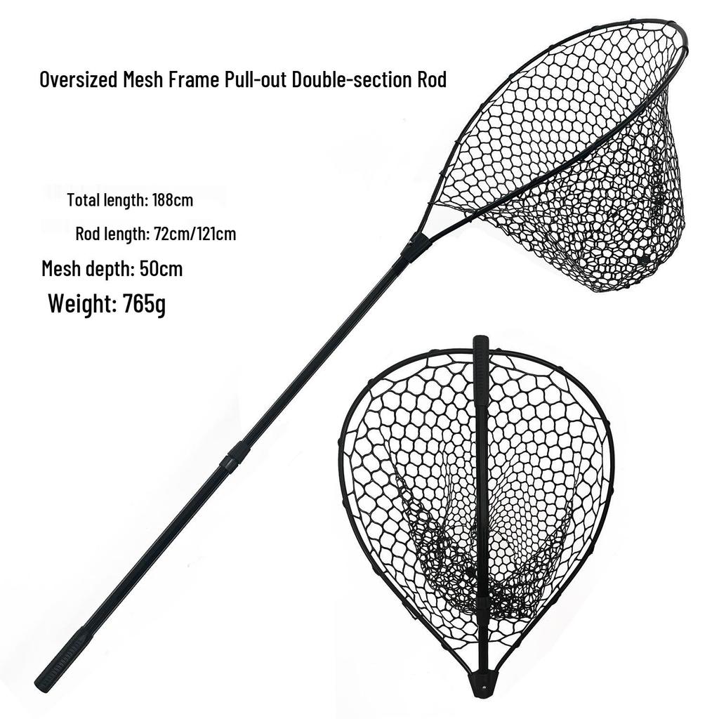 Extra Large Aluminum Alloy Telescopic Landing Net with Deep Silicone Bag