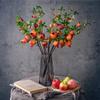 3pcs Artificial Pomegranate Stems with Leaves, Faux Fruit Branches for Rustic Home Decor, Fall Centerpieces, Wedding & Holiday Arrangements,73cm