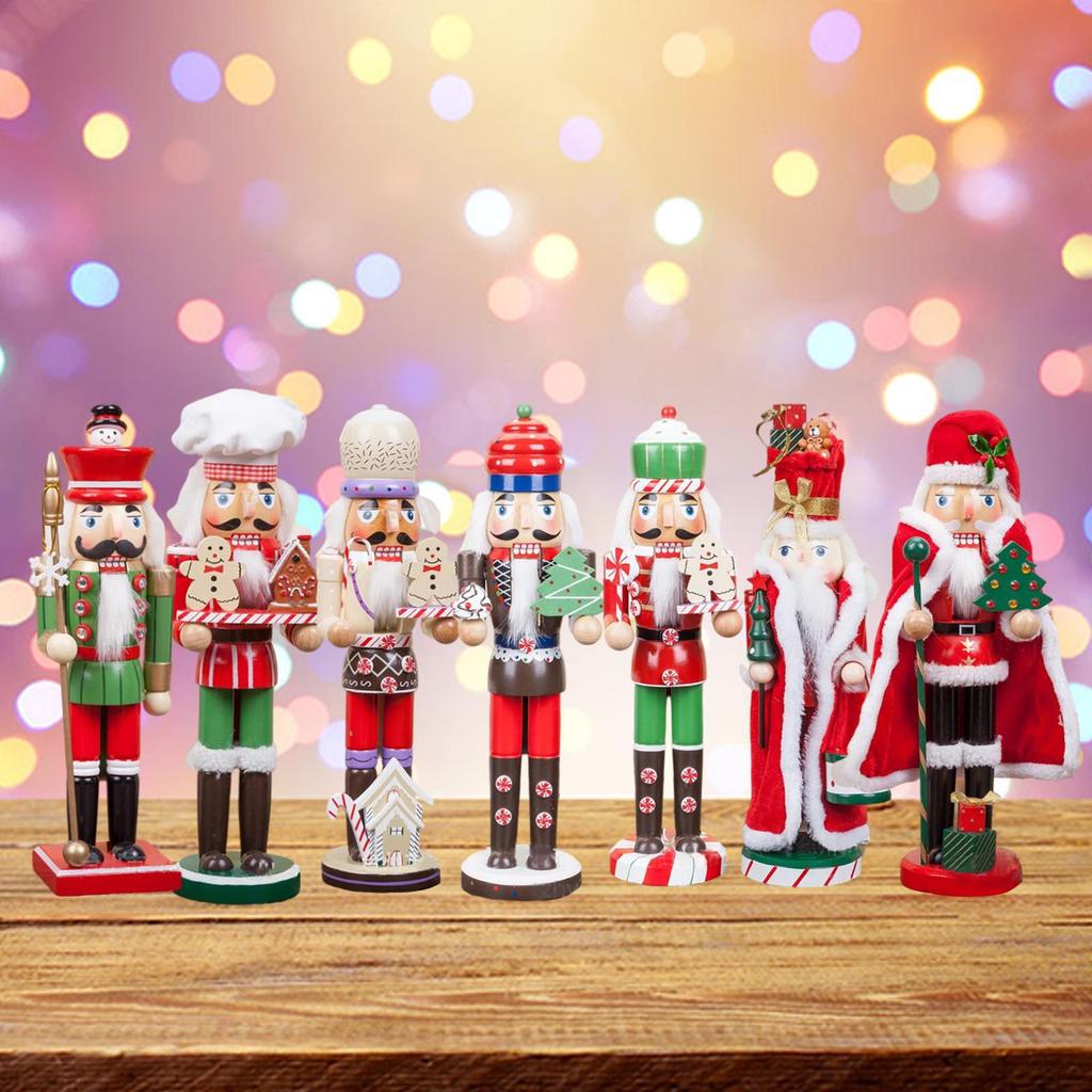 14Inch Wooden Nutcracker Figures Decorative Doll Puppets Soldier Figure