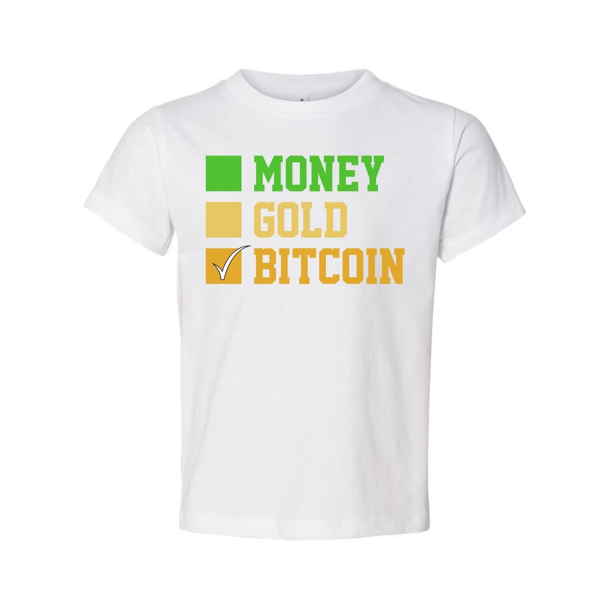 Crypto Currency Unisex T Shirt With Money Gold Bitcoin Graphic Checkmark Design S