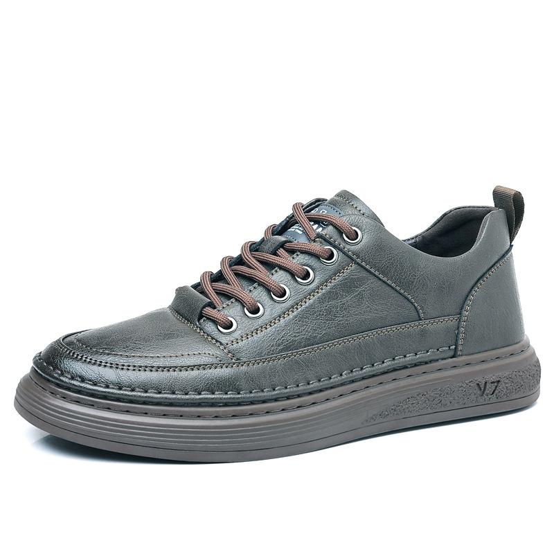 Men's Casual Leather Shoes, Genuine Leather Men's White Shoes, Trendy Fashion, Soft-sided Sports Board Shoes, Men's Shoes