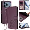 Embossed Cute Cat Cards Solt Wallet Leather Case For iPhone 17 Pro Max 16 Plus 16E 15 14 13 12 11 Bag Stand Strap Book Cover