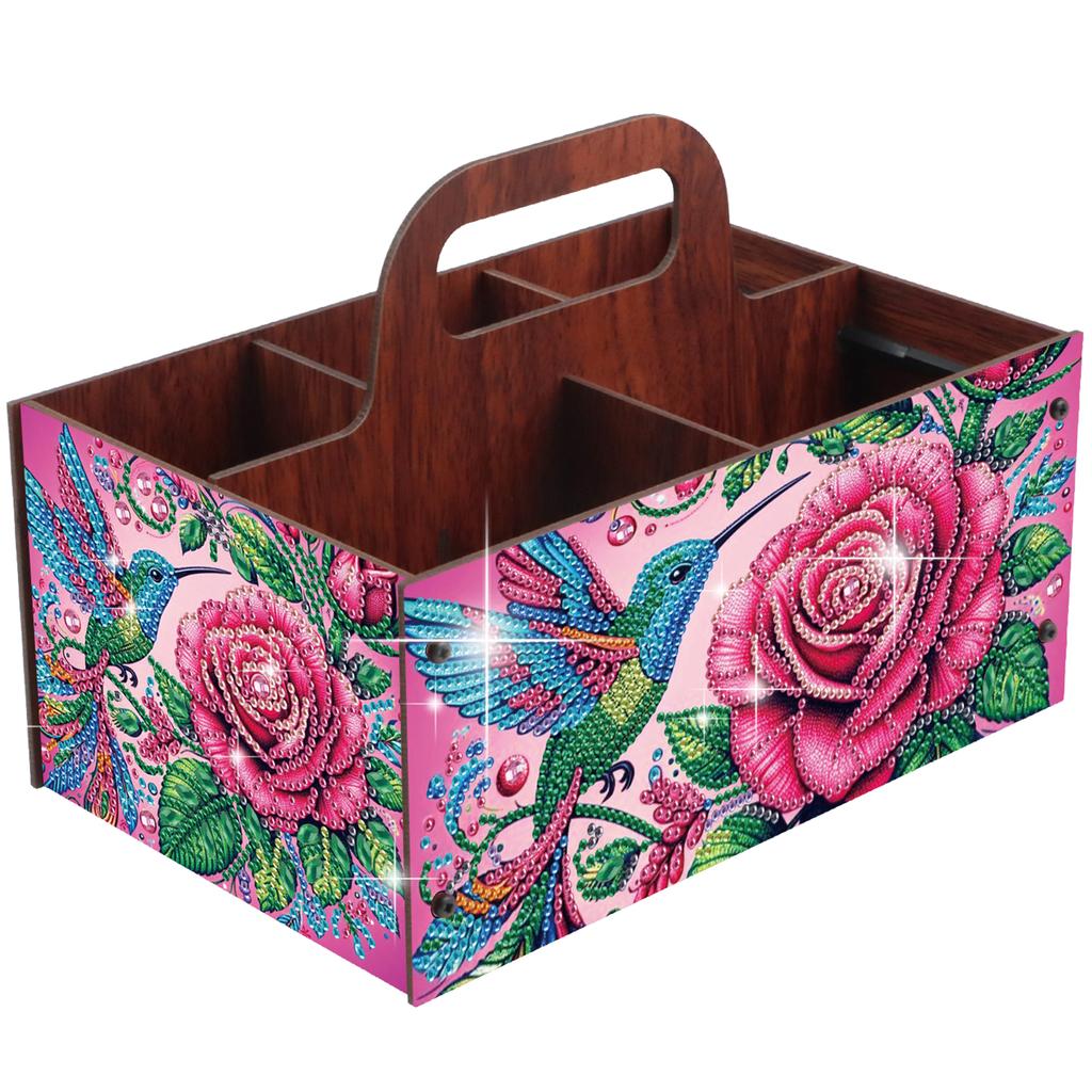 DIY Wooden Diamond Art Painting Storage Box Kit with Handheld Diamond Art Painting Holder Box for Home Office Decor Crafts Gift
