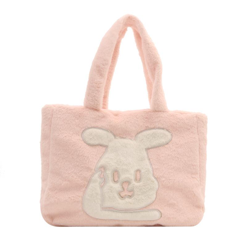 

Plush bag 2024 new little white rabbit shoulder bag student tote bag winter large-capacity versatile commuter bag рожевий