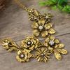 Bold Retro Floral Leaf Necklace Rhinestone Inlaid Luxury Exquisite Collar Chain Women's New Style Party Jewelry Gift