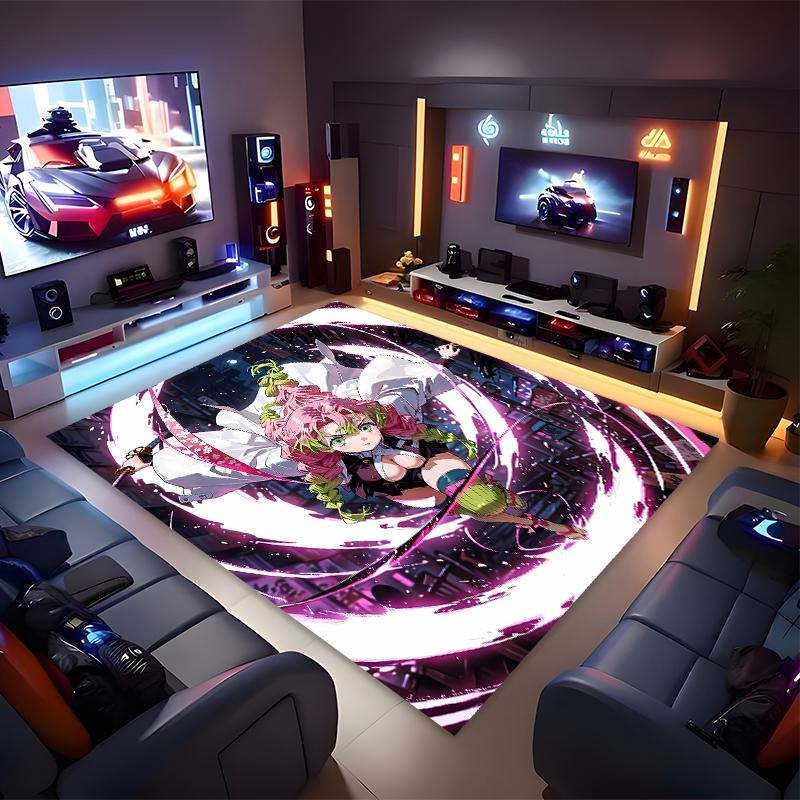 1pc Demon Slayer characters2 Print Area Rug - Soft, Washable Non-Slip Indoor Mat for Office Chairs, Living Room, Home Office Decorative Rug