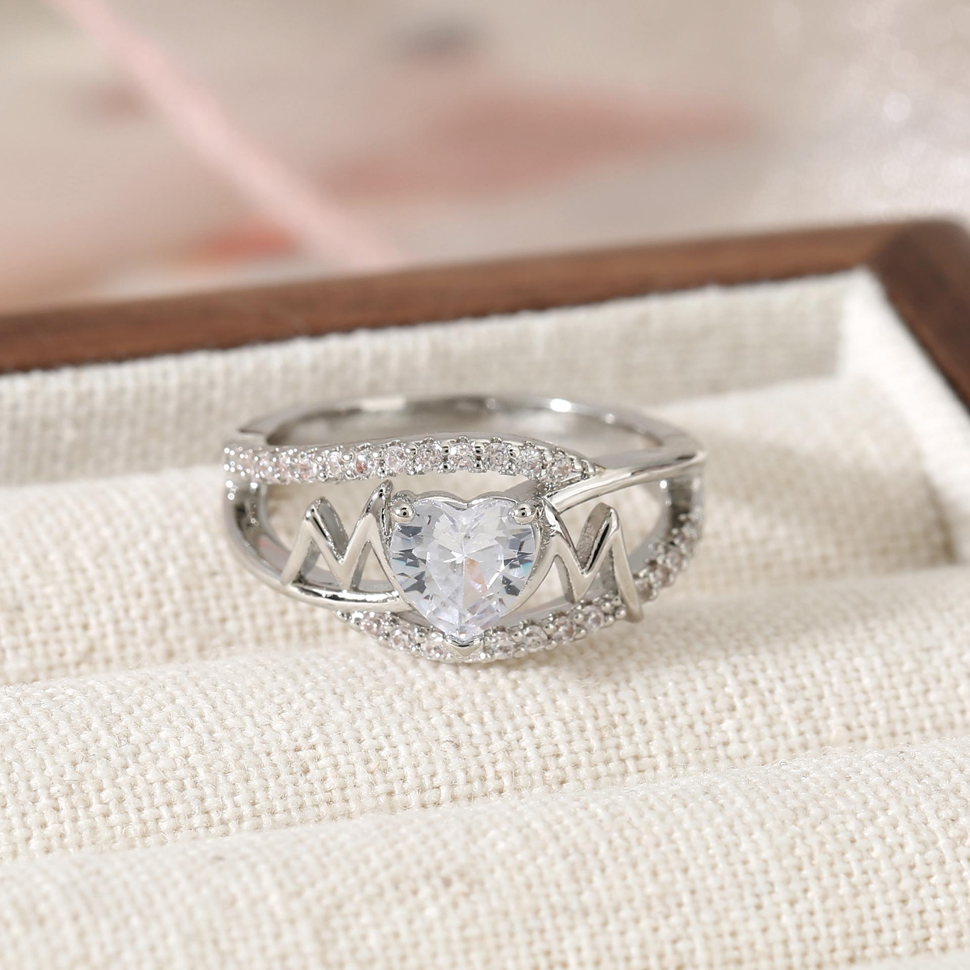 Yanbai Heart-Shaped White Gold-Plated Cubic Zirconia Ring - Elegant Simplicity Size 10