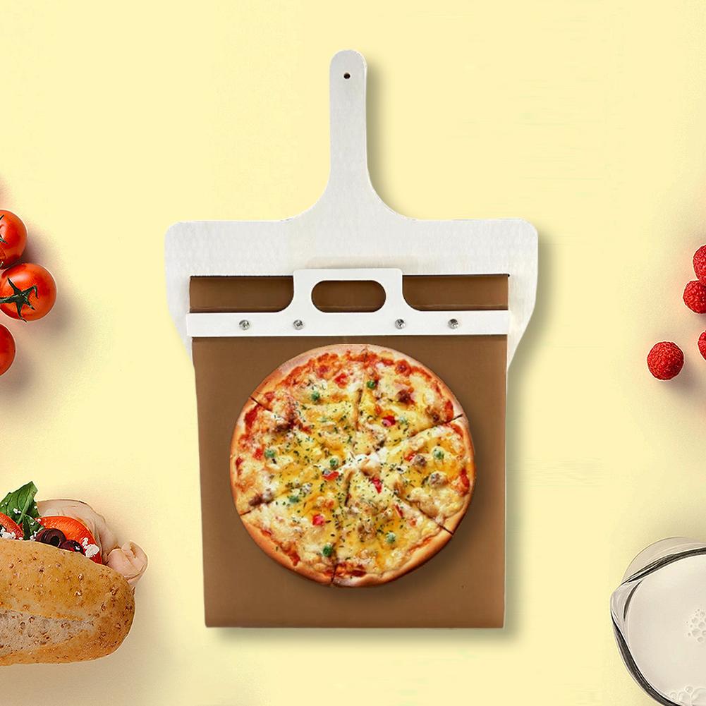 Sliding Pizza Peel Portable Pizza Peel Multifunction Wooden Pizza Spatula Paddle Hangable with Handle for Home Kitchen