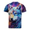 Men's Colorful Wolf 3D Printed T-Shirt Casual Short Sleeve Crewneck Top Cool Watercolor Wild Animal Graphic Tee Trendy Summer Streetwear Clothes