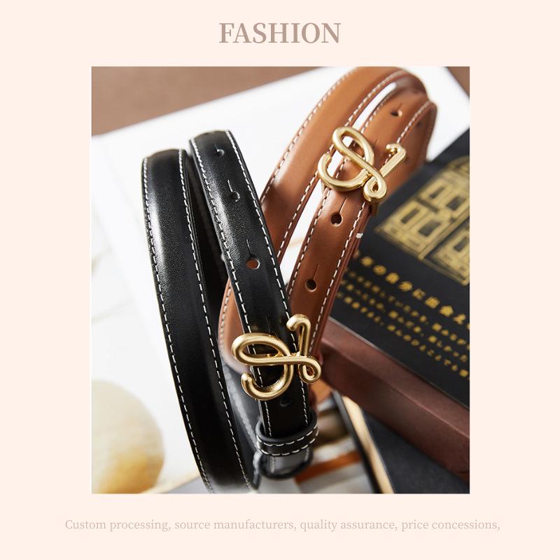 Women's High-End Genuine Leather Belt with L Buckle - Versatile Fashion Accessory