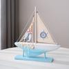 Mediterranean Style Small Boat Decoration Wooden Sailboat Model Small Ornaments Creative Handicraft Boat Model Room Decoration