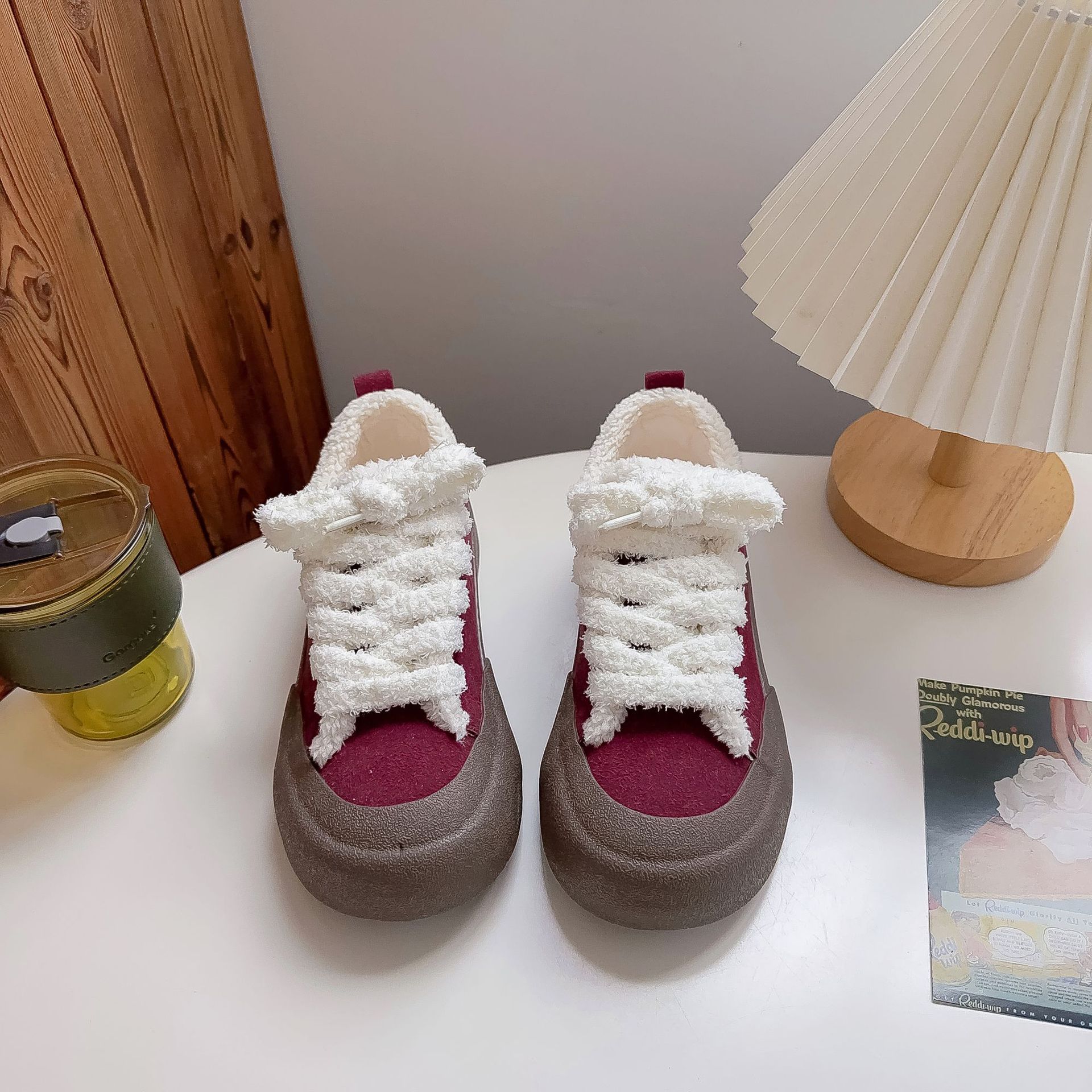 Belle platform plush board shoes winter warm thickened two cotton shoes casual shoes 40